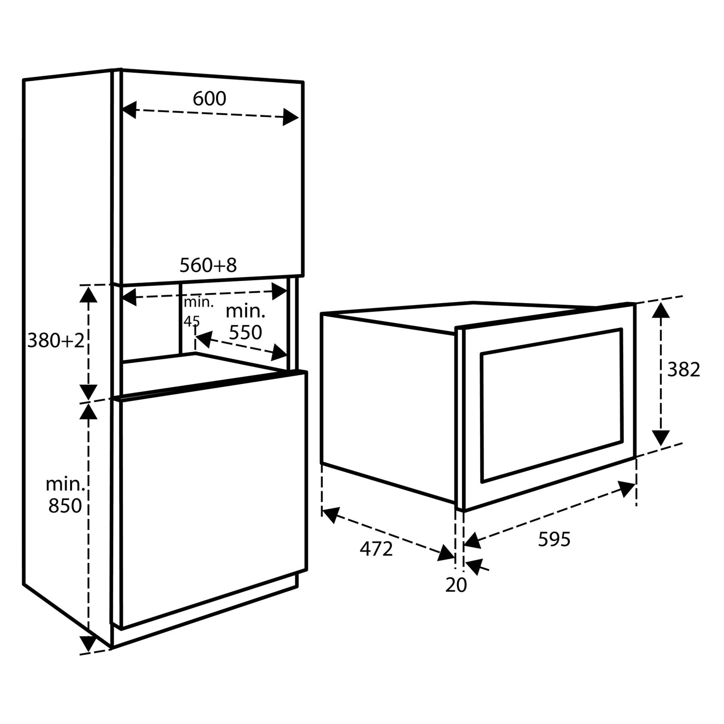 Inventum IMC3834GT Inbouw magnetron - Nis 38