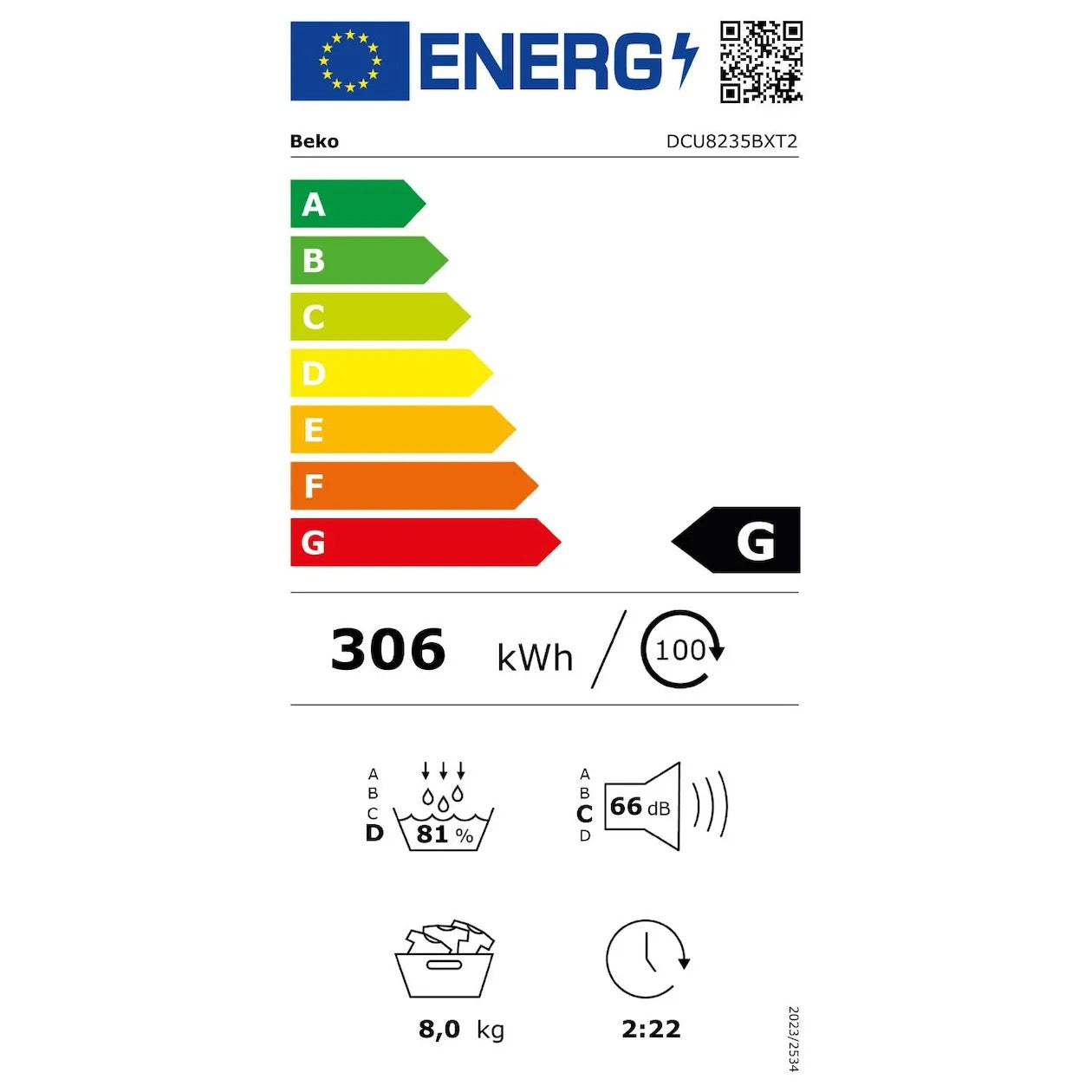 Beko DCU8235BXT condensdroger