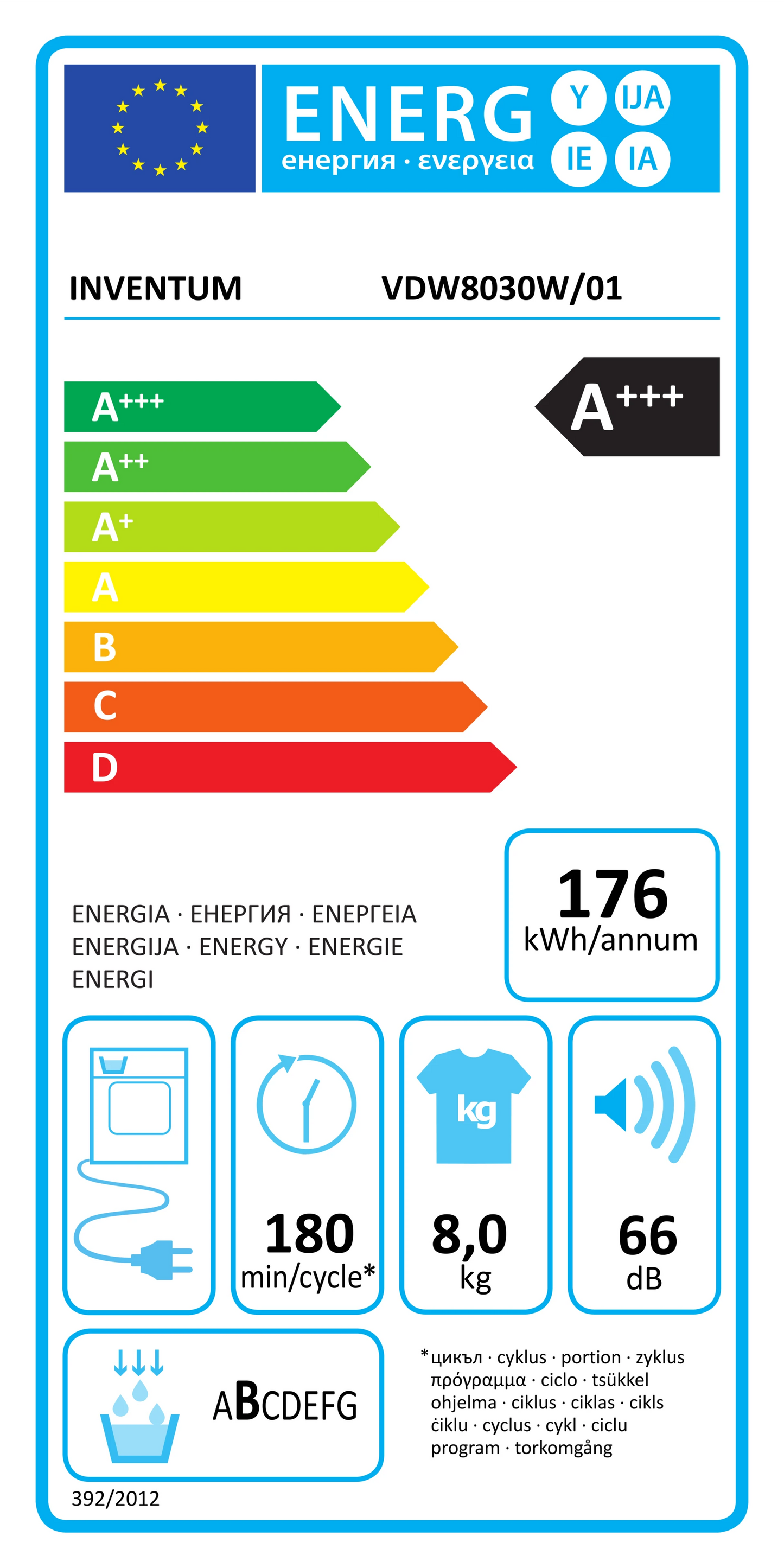 Inventum VDW8030W warmtepompdroger 8kg