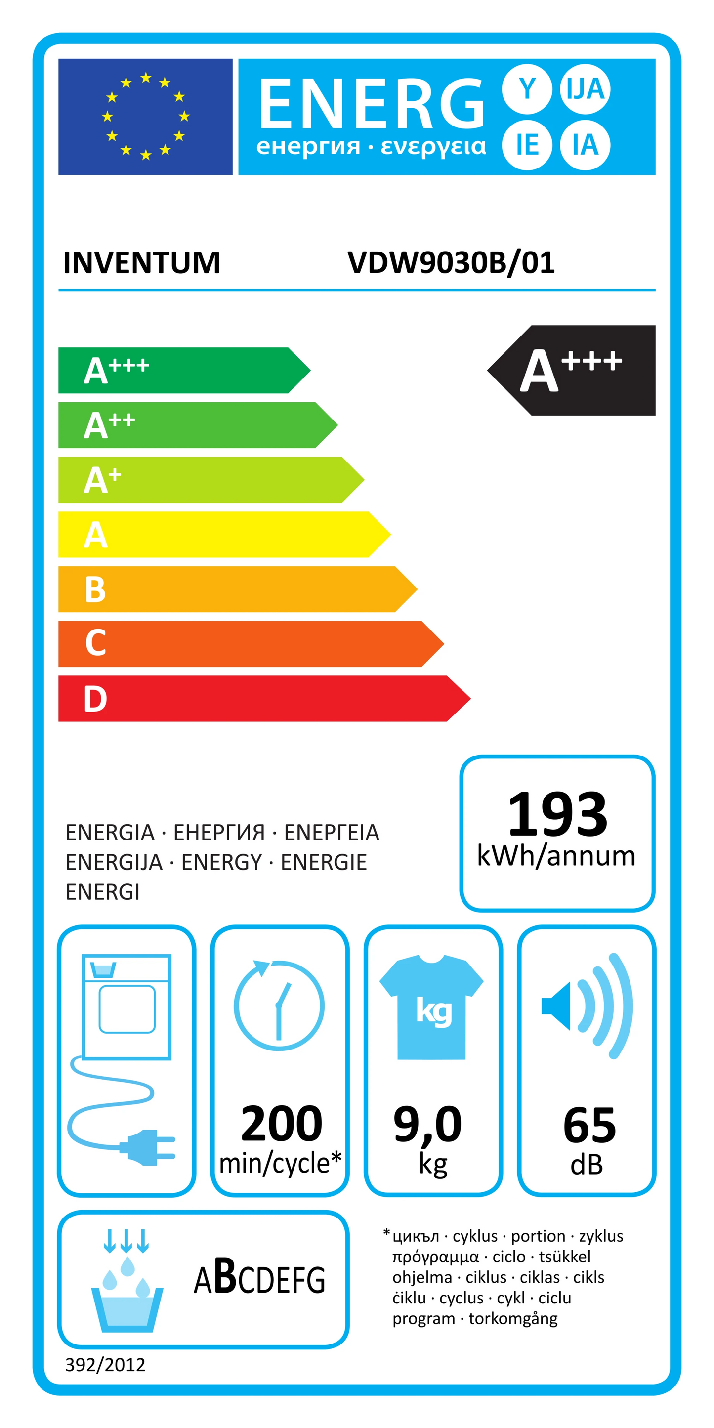 Inventum VDW9030B warmtepompdroger 9KG