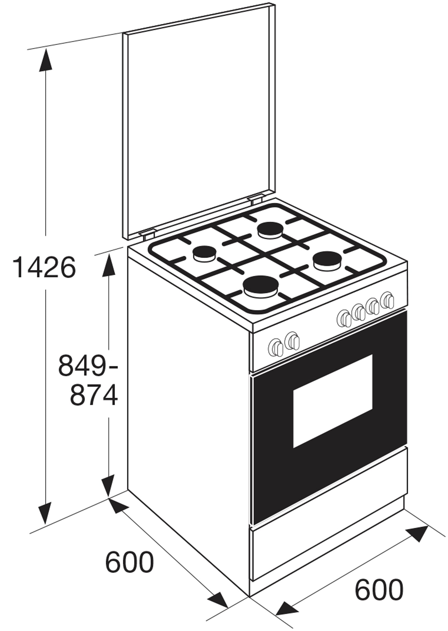 ETNA FGV160WIT Gasfornuis 60cm