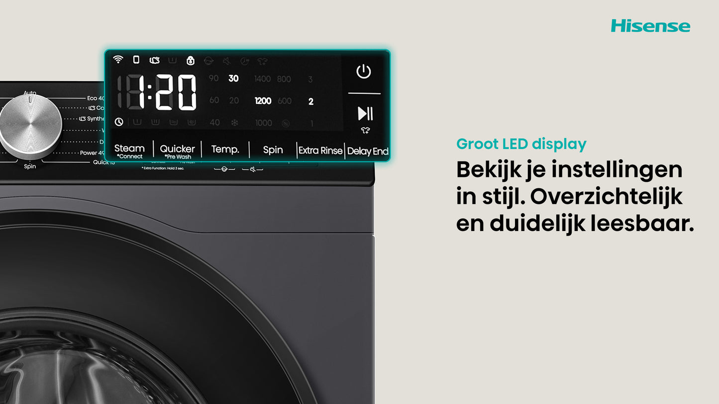 HISENSE WD3S9043BB3 Was/ Droogcombinatie 9KG/ 6KG