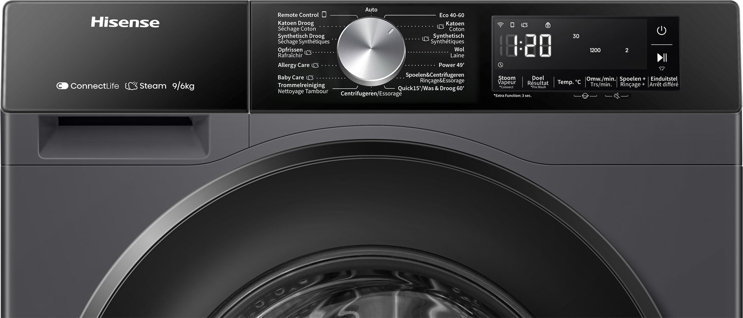 HISENSE WD3S9043BB3 Was/ Droogcombinatie 9KG/ 6KG