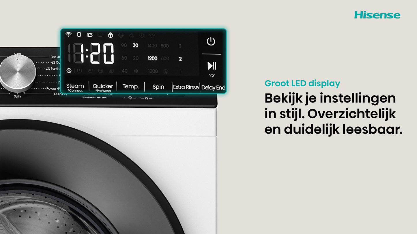 HISENSE WD3S9043BW3 Was/ Droogcombinatie 9KG/ 6KG