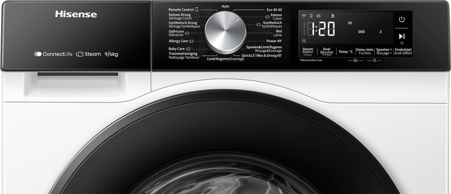 HISENSE WD3S9043BW3 Was/ Droogcombinatie 9KG/ 6KG