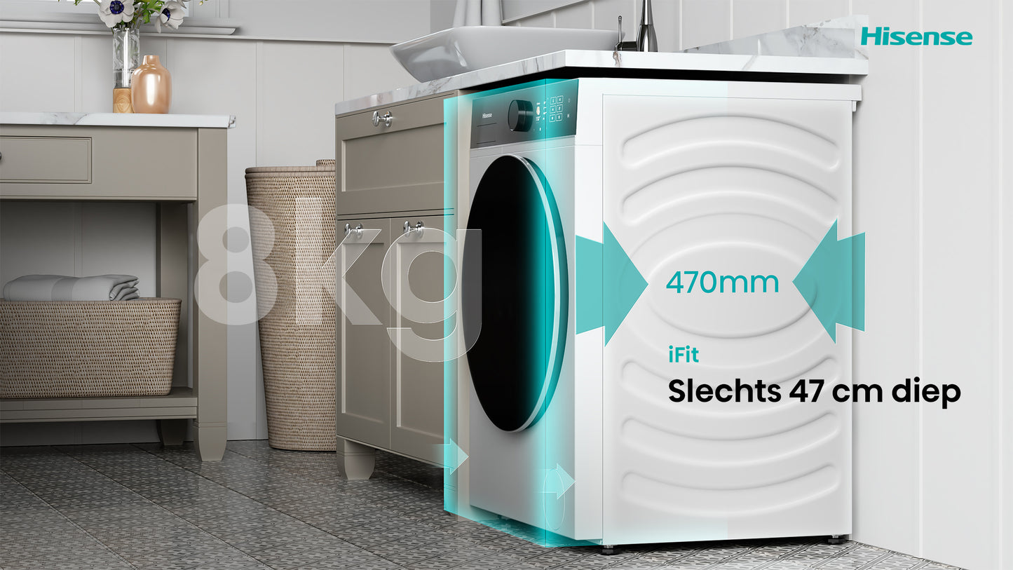 HISENSE WD5I8043BWF Was/ Droogcombinatie 8KG/ 5KG