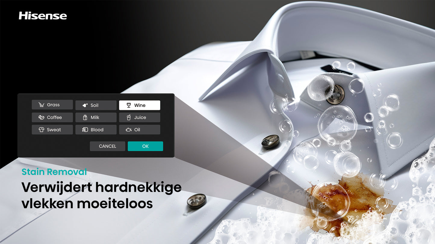 HISENSE WD5I8043BWF Was/ Droogcombinatie 8KG/ 5KG