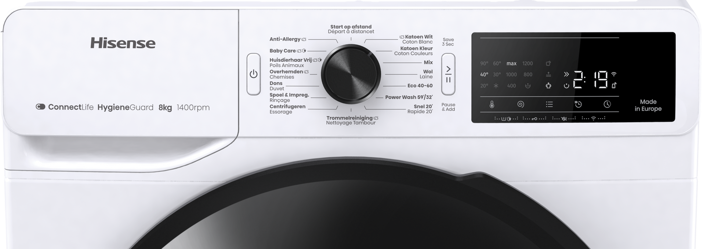 Hisense WF3V843BW/BLX wasmachine 8KG