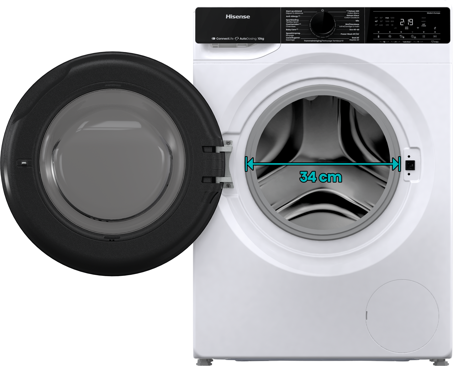 Hisense WF5V144BW/BLX wasmachine 10KG