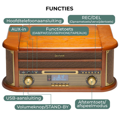 Denver MRD51 Platenspeler BRUIN