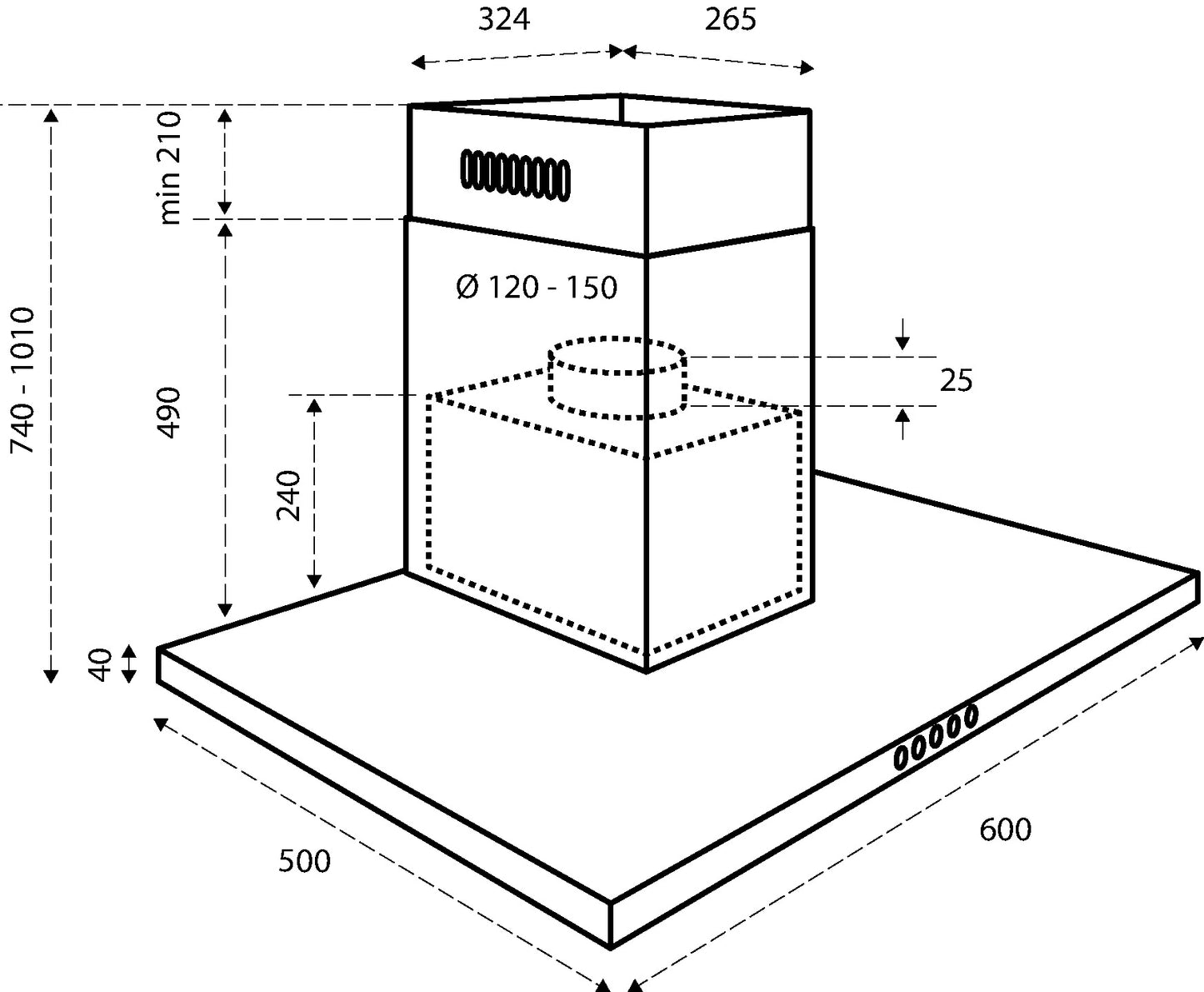 Inventum AKB6005RVS Afzuigkap 60cm