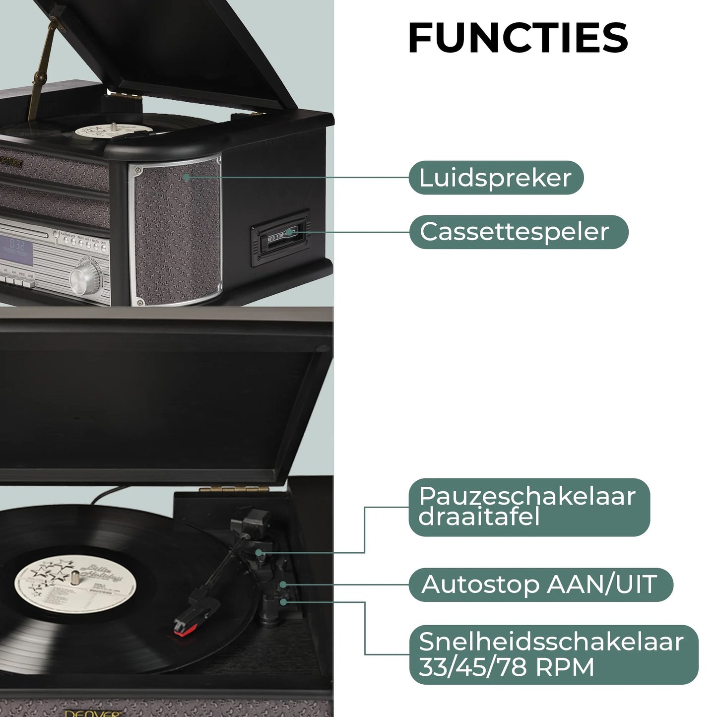 Denver MRD51 Platenspeler ZWART