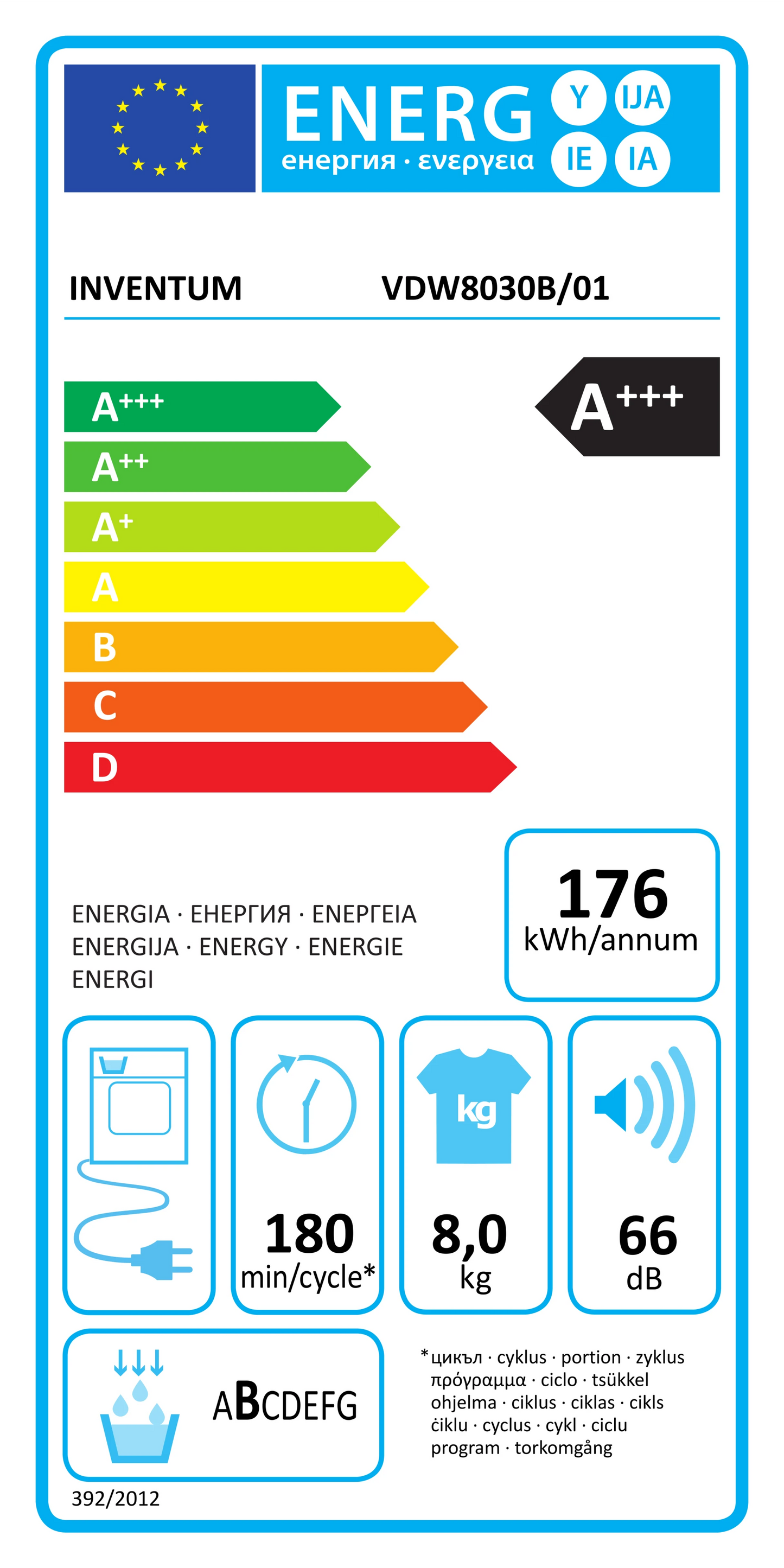 Inventum VDW8030B warmtepompdroger 8kg