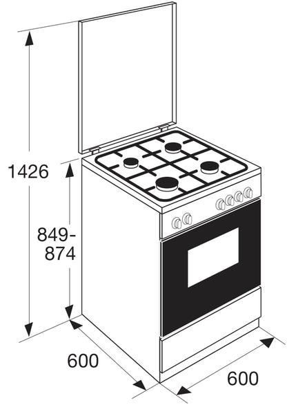 ETNA FGV160WIT Gasfornuis 60cm