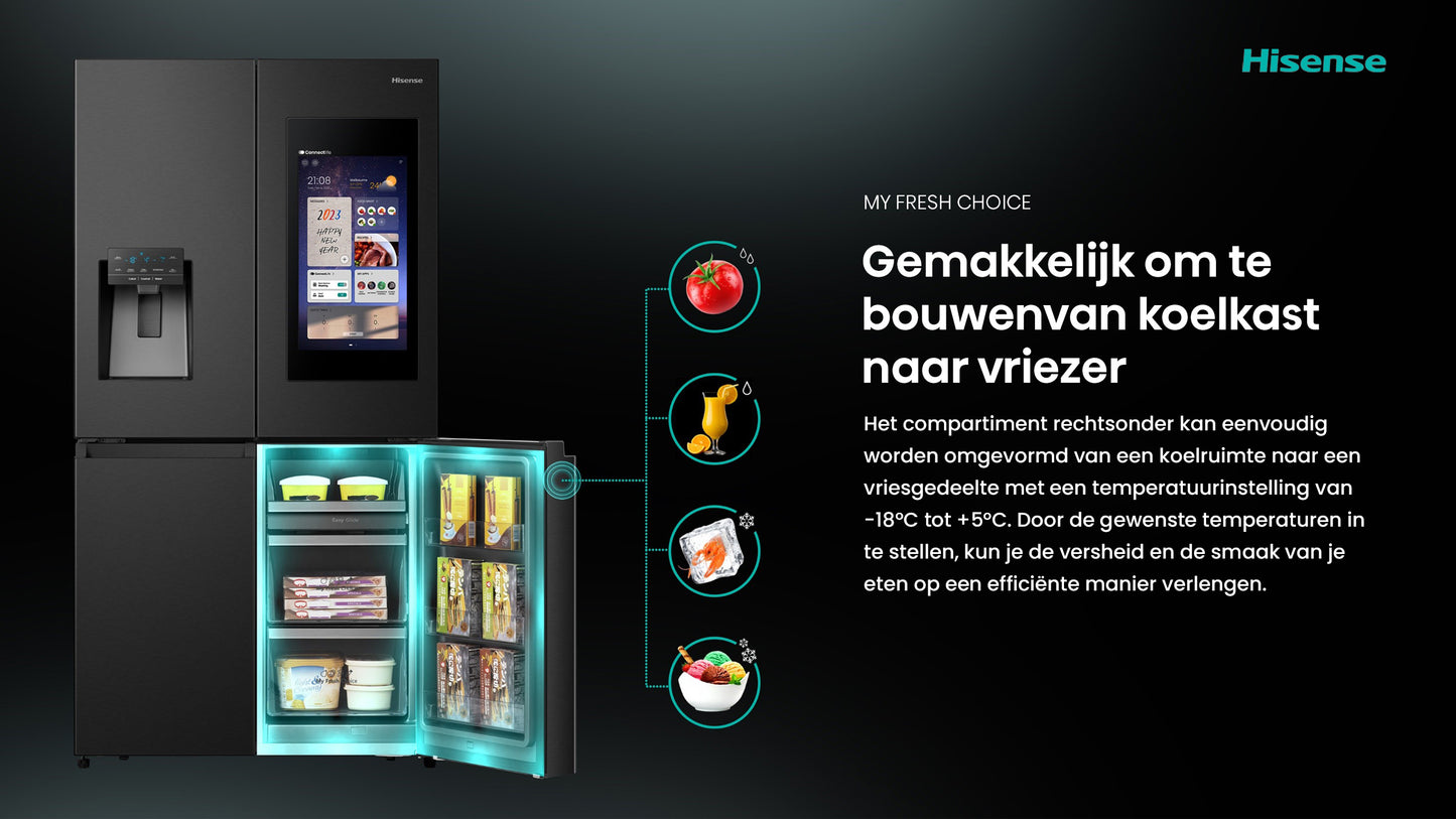 HISENSE RQ760N4IFE Cross door koelkast