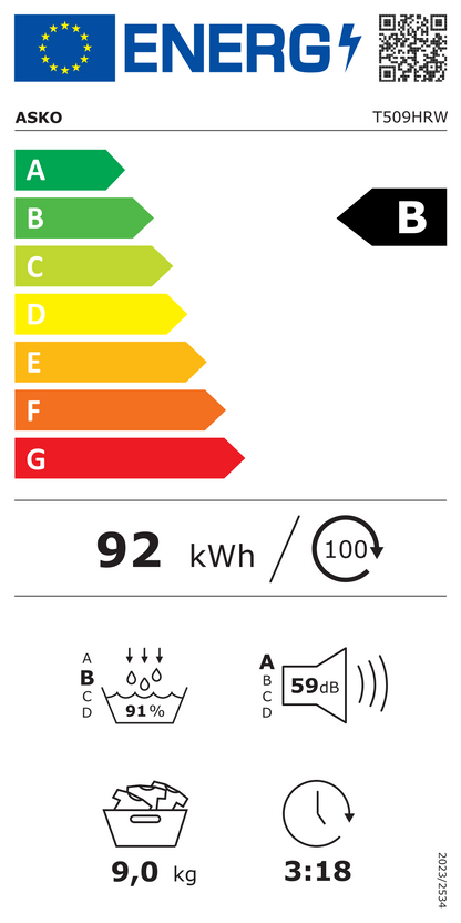 ASKO T509HRW Warmtepompdroger 9KG