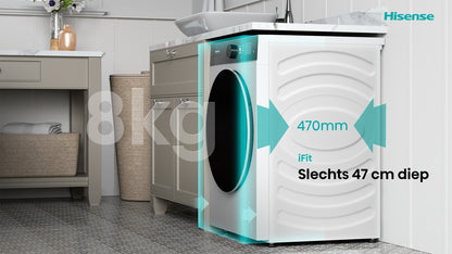 HISENSE WD5I8043BWF Was/ Droogcombinatie 8KG/ 5KG